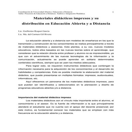 Materiales didacticos impresos | PDF