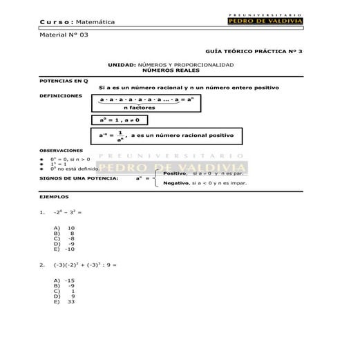 Material pre universitario pedro de valdivia (PSU) 05 numeros reales