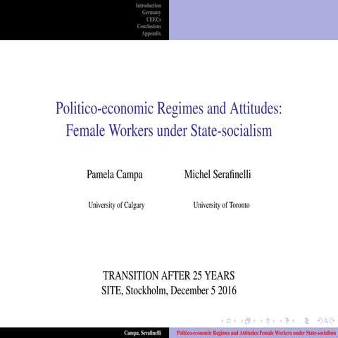 Politico-economic Regimes and Attitudes: Female Workers under State-socialism
