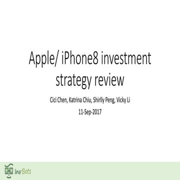 [Invbots' Insight] Investment Strategy - Apple Inc./iPhone 8