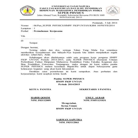 surat permohonan kerjasama (proposal)