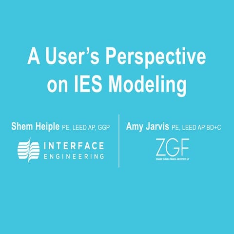 A User's Perspective on IES Modeling