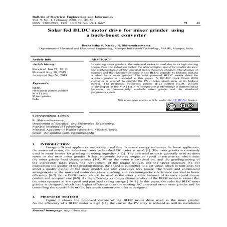 Solar fed BLDC motor drive for mixer grinder using a buck-boost converter