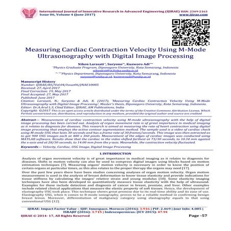 Measuring Cardiac Contraction Velocity Using M-Mode Ultrasonography with Digi...