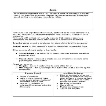 Sound notes sheet | DOCX