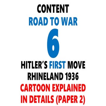 THE ROAD TO WAR 1939 - RHINELAND 1936