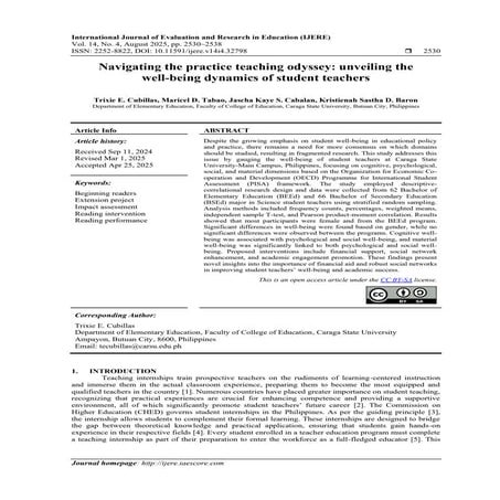 Navigating the practice teaching odyssey: unveiling the well-being ...