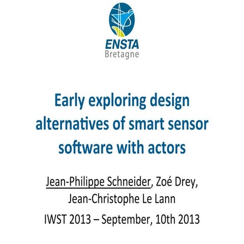 Early exploring design alterna1ves of smart sensor so5ware with actors