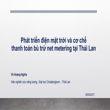 Điện mặt trời và cơ chế thanh toán bù trừ net-metering tại Thailand