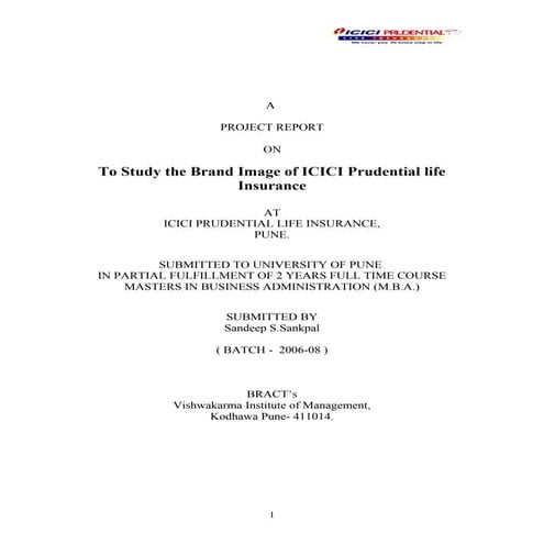 0601077 study the brand image of icici prudential life insurance