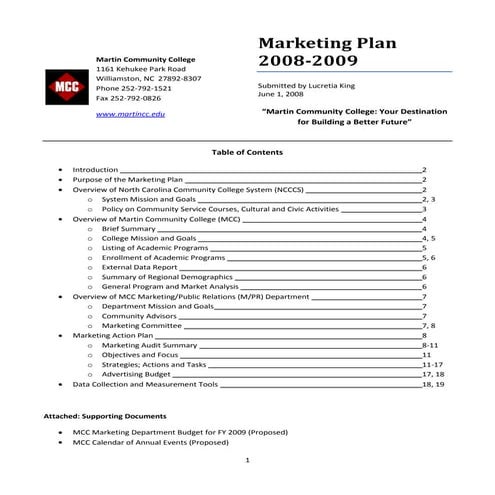 FY2009 Marketing Plan for Martin Community College (06-01-08)