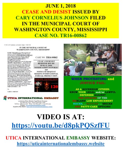 06/01/18 Cary Cornelius Johnson's CEASE & DESIST - Redacted