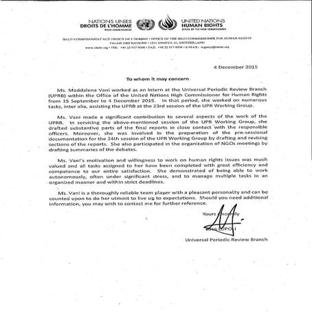 OHCHR RECOMMENDATION LETTER_MADDALENA_LUCALUPOLI | PDF