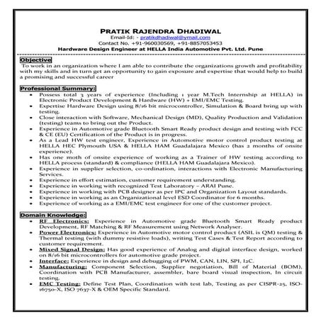 Pratik Dhadiwal HW Engineer CV 2016