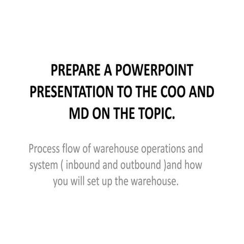 PREPARE A POWERPOINT PRESENTATION TO THE COO AND