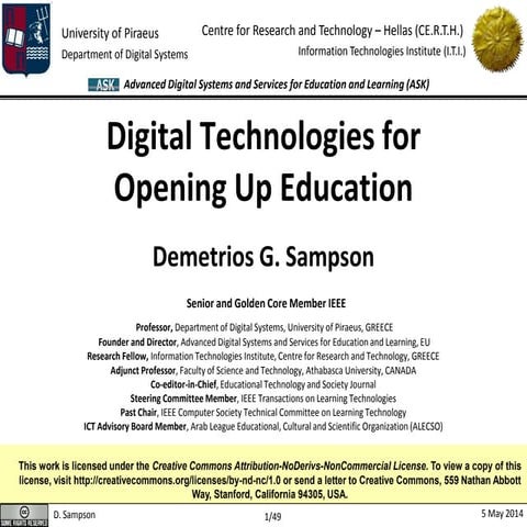 Digital Technologies for Opening Up Education