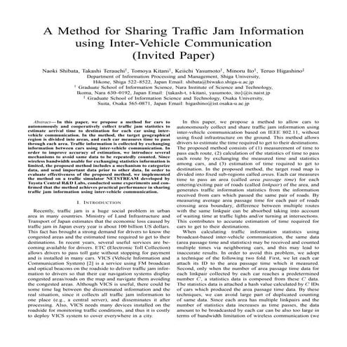 (Paper) A Method for Sharing Traffic Jam Information using Inter-Vehicle Comm...