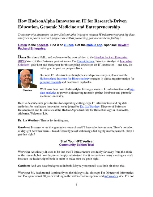 How HudsonAlpha Innovates on IT for Research-Driven Education, Genomic Medici...