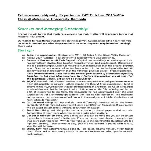 Entrepreneurship--Our (Jolly Joe) Experience