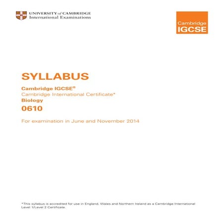 IGCSE Biology (0610) 2026-2028 syllabus. | PDF