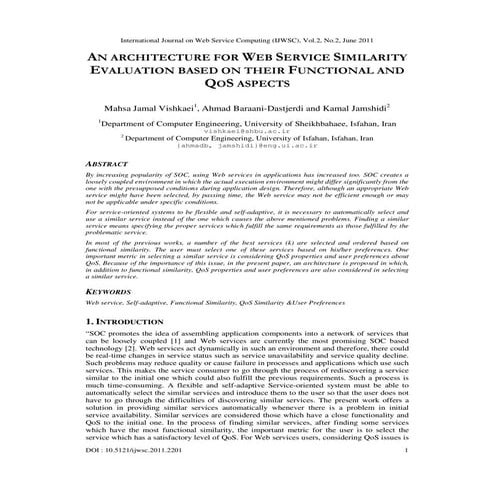 AN ARCHITECTURE FOR WEB SERVICE SIMILARITY EVALUATION BASED ON THEIR ...