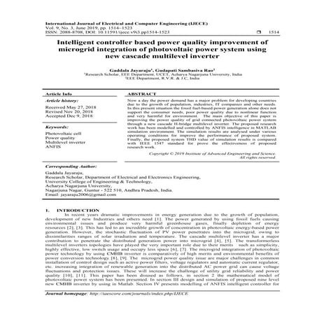 Intelligent controller based power quality improvement of microgrid integrati...