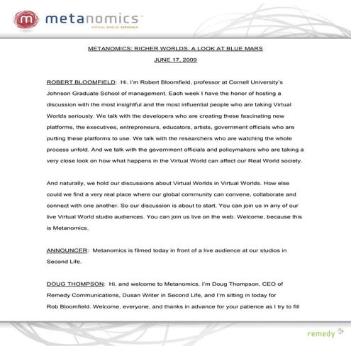 061709 Blue Mars Metanomics Transcript