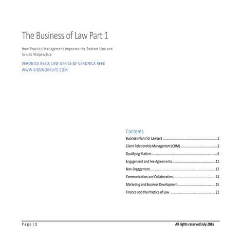 The Business of Law Part 1 071916