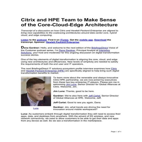 Citrix and HPE Team to Make Sense of the Core-Cloud-Edge Architecture