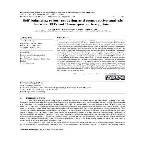 Self-balancing robot: modeling and comparative analysis between PID and ...