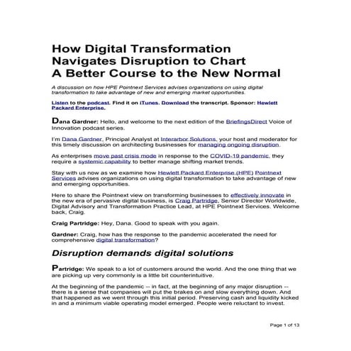 How Digital Transformation Navigates Disruption to Chart A Better Course to t...
