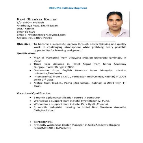 Ravi Shankar Resume
