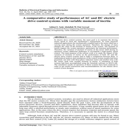 A comparative study of performance of AC and DC electric drive control system...