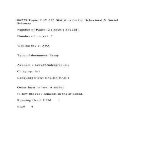 06279 Topic PSY 325 Statistics for the Behavioral & Social Scienc.docx