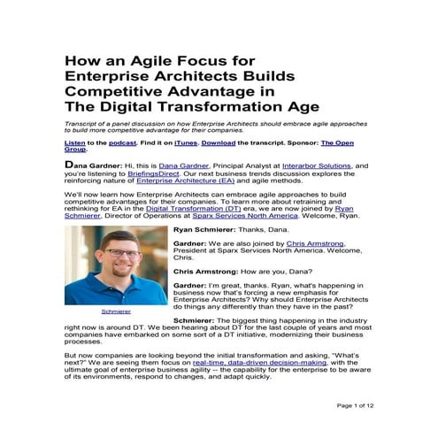 How an Agile Focus for  Enterprise Architects Builds Competitive Advantage in...