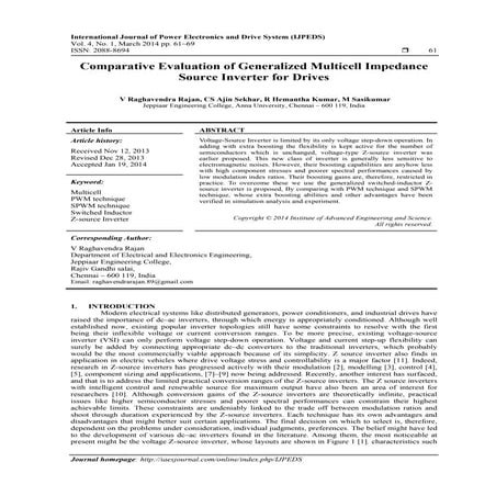 Comparative Evaluation of Generalized Multicell Impedance Source Inverter for...