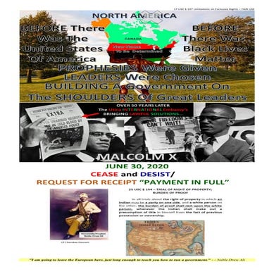 06/30/20 CEASE & DESIST ISSUED ON UNITED STATES