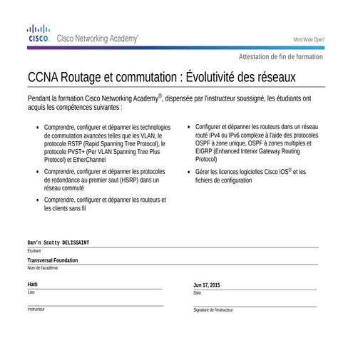 Attestation CISCO- Module 3