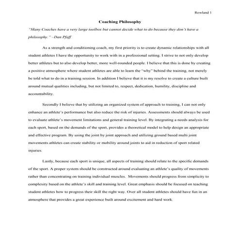 Garrett Rowland Coaching Philosophy_Sport Performance System