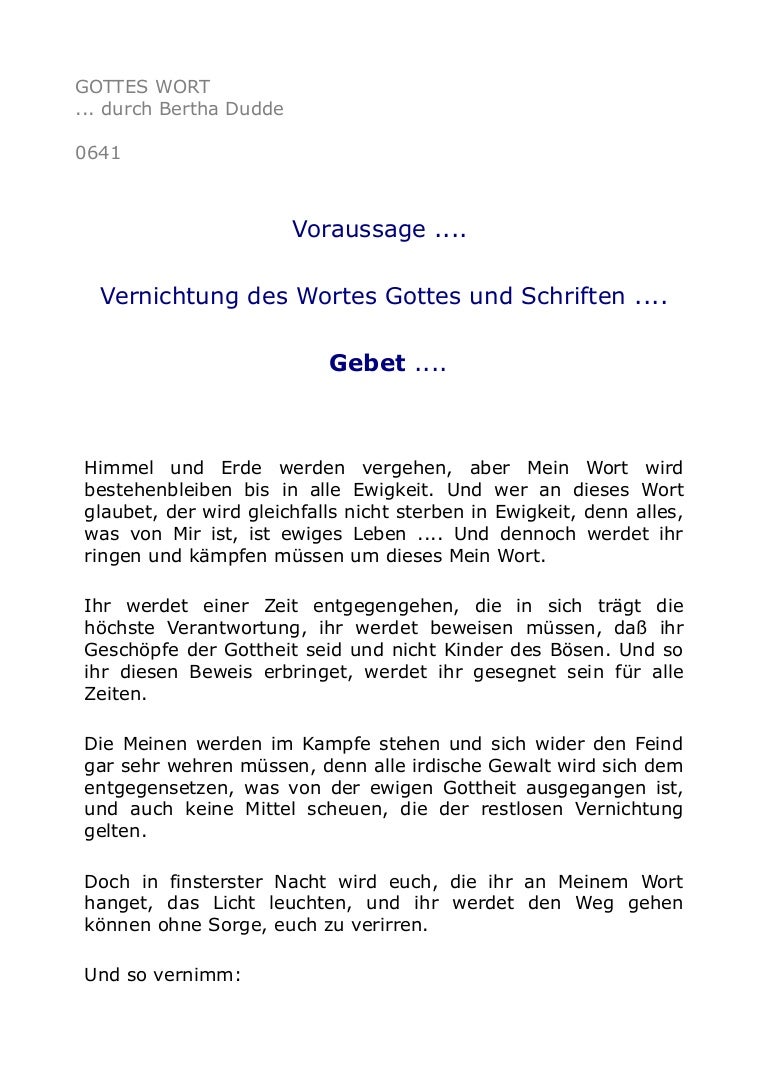 0641 Voraussage Vernichtung Des Wortes Gottes Und Schriften