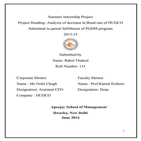 Summer Intern Project