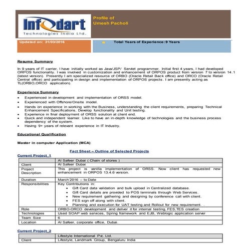 Umesh_Pacholi_ORPOS_Consultant_9yrs_Team_Lead