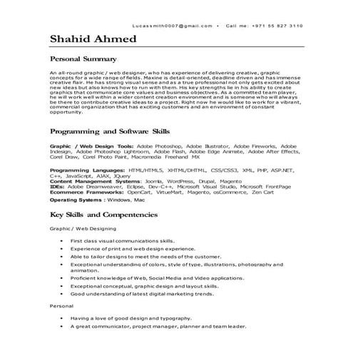Shahid Ahmed Graphic and Website Designer