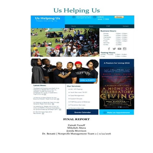 Us Helping Us Final Report