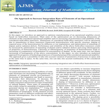 On Approach to Increase Integration Rate of Elements of an Operational Amplif...