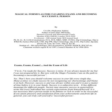 Magic formulas for clearing exams