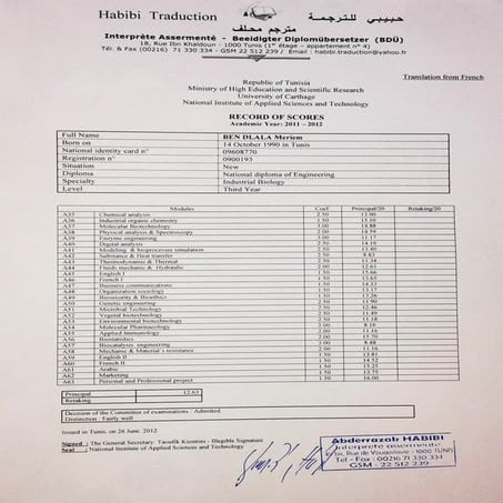 Transcript of records (BIO3) | PDF