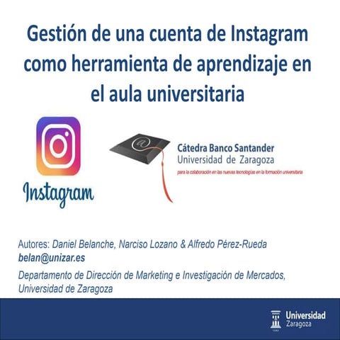 Gestión de una cuenta de Instagram como herramienta de aprendizaje en el aula...