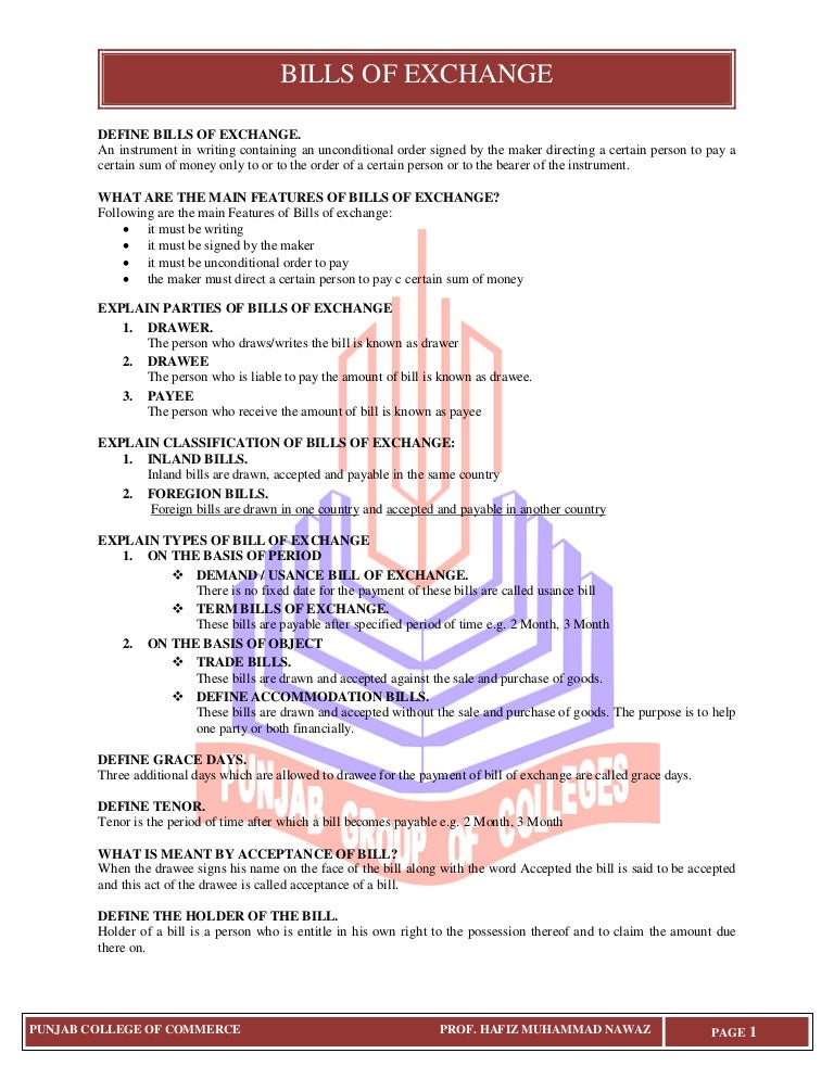 06 Bills Of Exchange