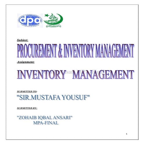 PROCUREMENT & INVENTORY MANAGEMENT
